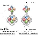 color: TXF599-A Style Colorful Zircon Steel Color Earrings