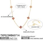 color: TXP025-Pink Color Zircon Gold Necklace -42+5cm