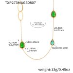 color: TXP273-Green Color Drop Gold Long Style Necklace 82+5cm