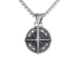 color: Compass Silver + Stainless Steel Chain