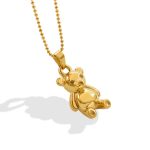 color: P586-Gold Bear Necklace -40+5cm