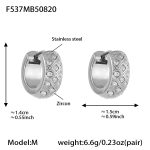 color: F537-Steel Color Zircon Earrings -M