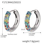 color: F1713-Steel Color Mixed Colors Zircon Earrings
