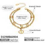 color: E429-Zircon Double Layer Chain Gold Bracelet -16.5+5cm