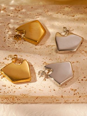 Women's Stainless Steel Earrings 18K Gold Plating Geometric Ear Studs Hand-Polished High Quality Earrings