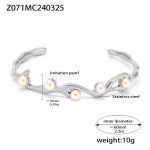 color: Z071-Steel Color Swarovski-style Shell Pearl Bangle