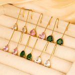 Stainless Steel Inlaid Zircon Water Drop Earrings Women's Light Luxury High-End Long Vacuum Vapor Plating 18K Earrings