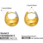 color: F804-U Shape Polished Two-tone Gold Earrings -S