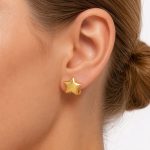 Gold star ear clip earrings, 316 stainless steel, light luxury, versatile style.