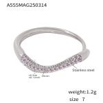 color: A555-Steel Color Purple Zircon Ring / size: US 7