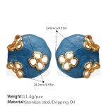 color: EH793BEG Blue Enamel Gold Earrings