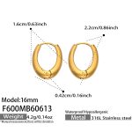 color: F600-Gold Earrings -Outer Diameter 16mm