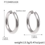 color: F715-Steel Color Earrings -Inner Diameter 20mm Outer Diameter 28mm
