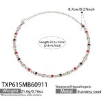 color: TXP615-Red Zircon Steel Color Necklace -31.5+12cm