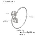 color: A766-Steel Color 5A Zircon Cube Ring / size: US 7