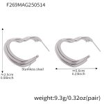color: F269-Steel Color Three Layer Heart Geometric Earrings