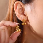 New Sweet Cool Cherry-Shaped Earrings Stainless Steel Fresh Exquisite Cute Female