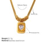 color: XL02G White Zircon Gold Necklace