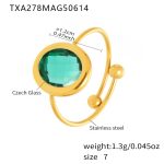 color: TXA278-Gold Pale Green Glass Stone Ring -Oval / size: US 7