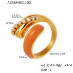 color: A658-Gold Orange Enamel Ring / size: US 7