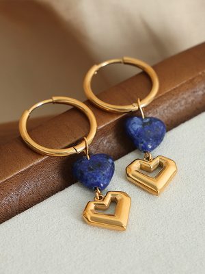 French Style New Simple and Light Luxury Advanced Stainless Steel Gold Plated Love Pendant Earrings Design Ornament Women