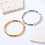 Retro Round Non-Fading Geometric Solid Bracelet Simple Bracelet All-Match Simple Stainless Steel Bracelet Female Accessories