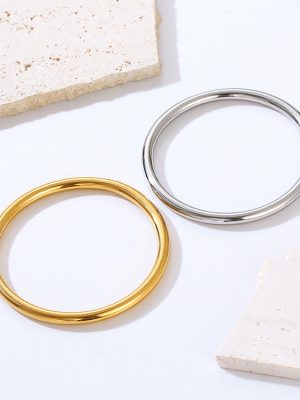 Retro Round Non-Fading Geometric Solid Bracelet Simple Bracelet All-Match Simple Stainless Steel Bracelet Female Accessories