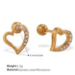 color: EH944WEG White Rhinestone Gold Stud Earrings