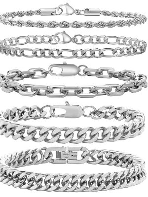 Popular Stainless Steel 5-Piece Cuban Bracelet Casual Figaro Non-Fading Suit