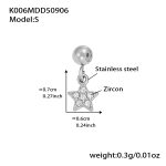 color: K006-Steel Color Five-pointed Star Zircon Pendant -S