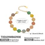color: TXE609-Multicolor Zircon Gold Bracelet -17+5cm