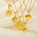 Retro Sun Moon Gold-Plated Stainless Steel Necklace Non-Fading Advanced All-Match Pendant