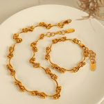 Stainless Steel Bracelet and Necklace Set Gold-Plated Exaggerated Design All-Match Men's and Women's Jewelry