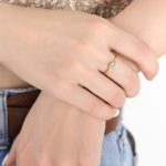 color: A494-Gold White Glass Ring / size: US 6