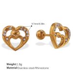 color: EH947WEG White Rhinestone Gold Stud Earrings