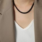 color: P1634-Thick Style Black Necklace -40+5cm