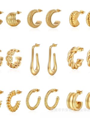 Geometric Stainless Steel Earrings Women's Advanced Earrings 18K Earrings