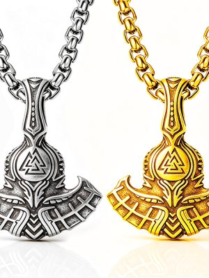 New Accessories Nordic Viking Aoding Omahawk Stainless Steel Pendant Triangle Rune Necklace for Men