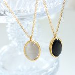 Palace Retro Affordable Luxury Design Opal Pendant Clavicle Chain Stainless Steel Necklace P703-4