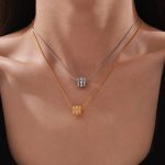 Commute Minimalist Personality Snake Bones Chain Stainless Steel Necklace Hollow Cylinder Multilayer Diamond Design Copper Pendant Necklace