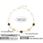color: TXP564-Gold Black & White Cat's Eye Stone Necklace