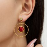 New Double-Layer Twisted Ring Glass Stone PVD Vacuum Plating Stainless Steel Eardrop Light Luxury Earrings for Women