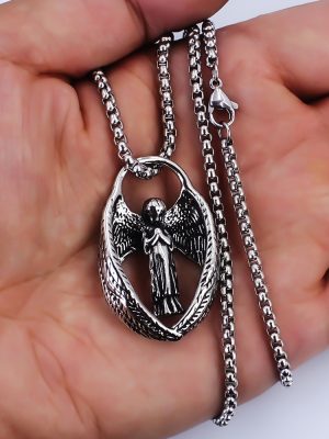 Personalized European-style faith goddess prayer stainless steel pendant angel wings necklace