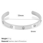 color: SZ173 White Rhinestone Silver Bangle