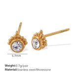 color: EH887WEG White Rhinestone Gold Stud Earrings