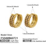 color: F054-Three Layer Zircon Gold Earrings -13mm