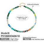 color: P918-B Style Natural Stone Disc Beads Freshwater Pearl Necklace -42.5+5cm