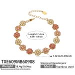 color: TXE609-Pink Zircon Gold Bracelet -17+5cm