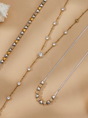 Flash Color Matching Love Inlaid Zirconium Bracelet Necklace 5A Zircon Long Tassel Y Word Water Drop Clavicle Chain