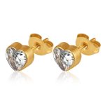 color: Heart Stud Earrings White Zircon Gold